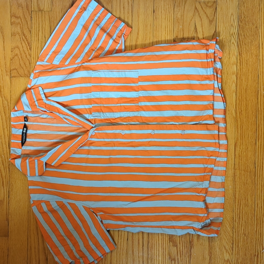 Uniqlo x Marimekko orange stripe button down shirt size S